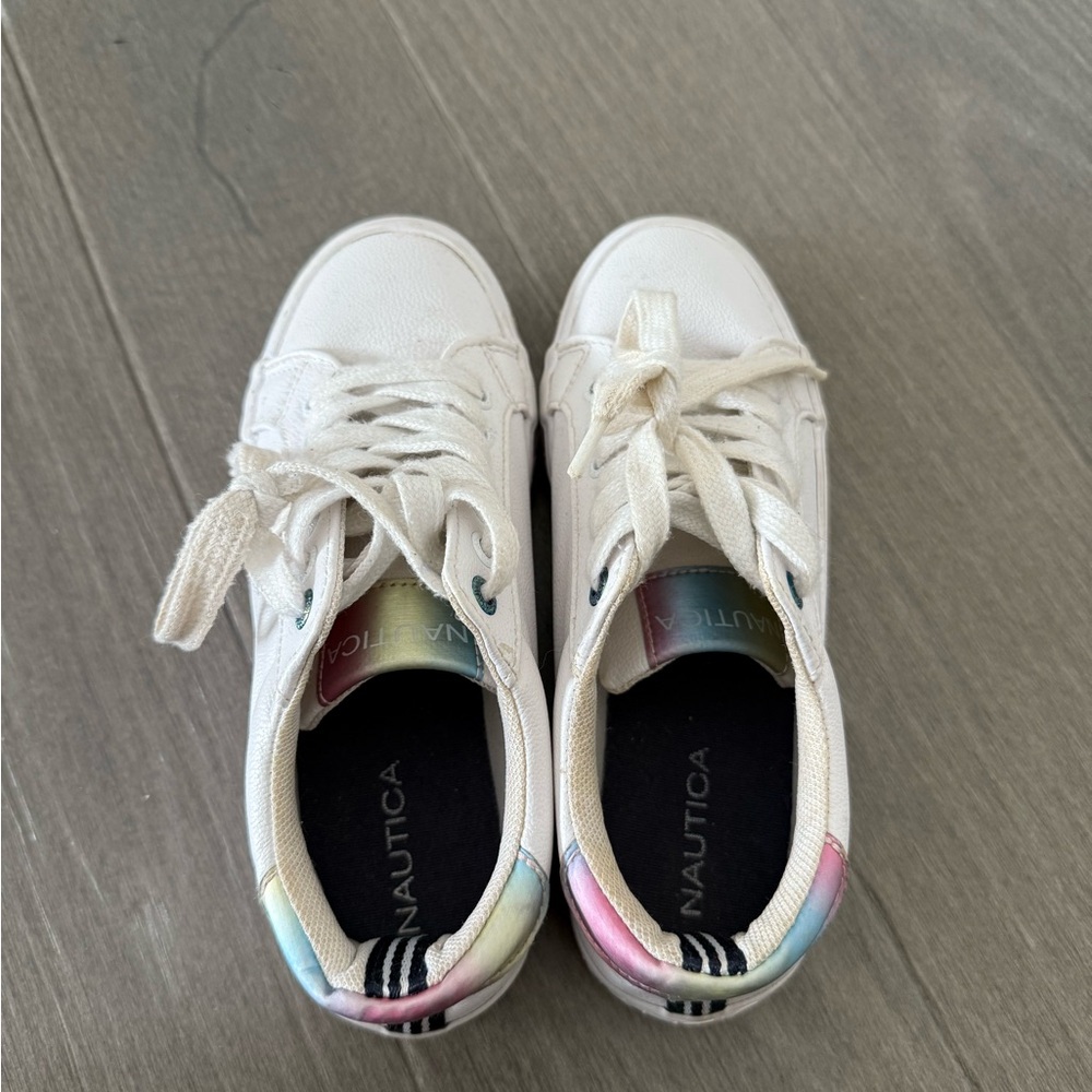 Nautica Kids' White Sneakers with Rainbow Accents